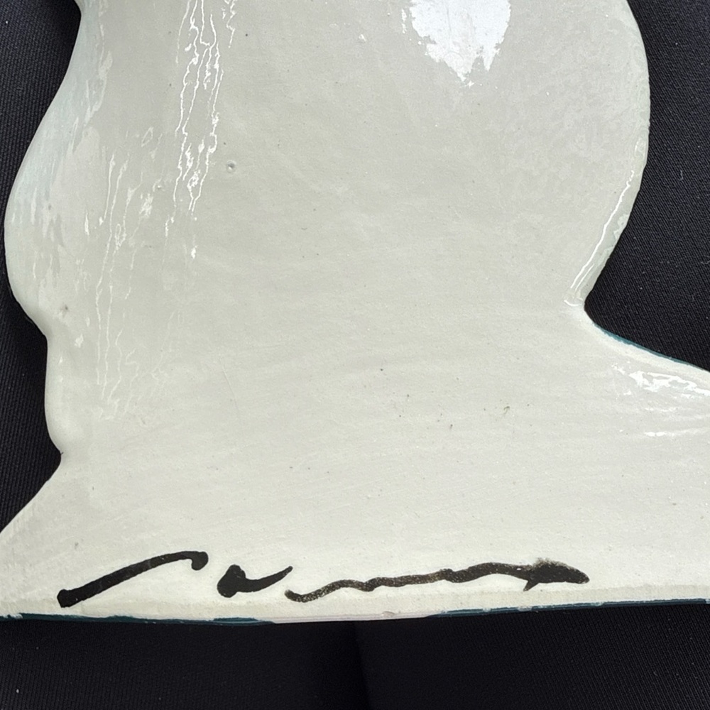 Picasso Style Studio Pottery Wall Plaque Signed Abstract Female Portrait Ceramic - Picture 2 of 3